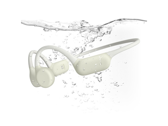 Bone Conduction Headphones, IPX8 Waterproof Swimming Headphones Off-white Open Ear Headphones with 32GB Memory Switch to MP3 Mode Underwater AI...