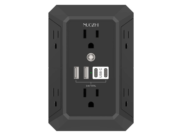 Outlet Extender Surge Protector - 6 Outlet Splitter with 4 USB Ports(2 USB-C), Multi Plug Wall Outlet 1680J Power Strip for Home Office Dorm Room...