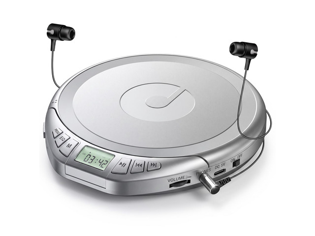 Portable CD Player with Earphones CD Player for Car CD Dsicman with Anti-Skip Shockproof with LCD Display Support PROG Memory Repeat Function