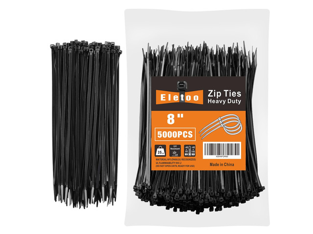 8 Inch Black Zip Ties 5000 Pack Cable Ties 35 LBS UV Resistant Cable Ties, Weatherproof, Self-Locking for Indoor and Outdoor