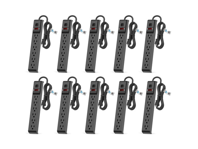 6 Outlet Power Strip Surge Protector, 2 FT Extension Cord with Overload Protection, Wall Mountable for Home and Office, 600J, 15A/1875W, ETL...