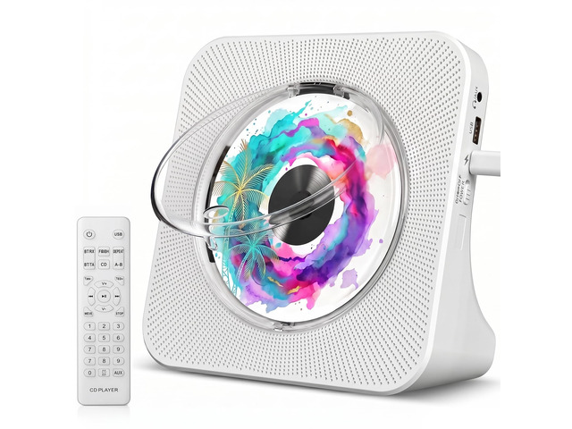 Portable CD Player with Bluetooth for Home, Hi-Fi Speaker,FM Radio Plug-in desktop use,2-way Bluetooth mode, 3W speakers,Remote control,sleep...