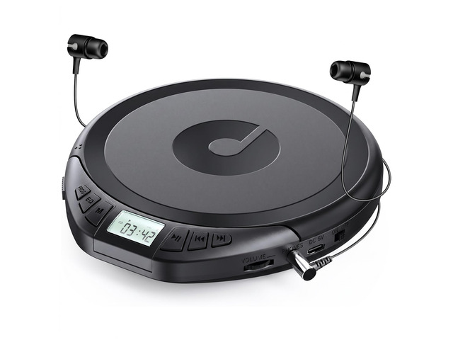 Portable CD Player with Earphones CD Player for Car CD Dsicman with Anti-Skip Shockproof with LCD Display Support PROG Memory Repeat Function