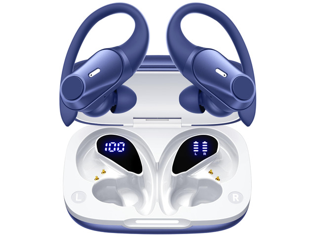 Active Noise Cancelling Ear Buds Wireless Bluetooth Headphones 80H Playtime Display Charging Case 50dB ANC Over Ear Hooks Earbuds with Hi-Res Sound...