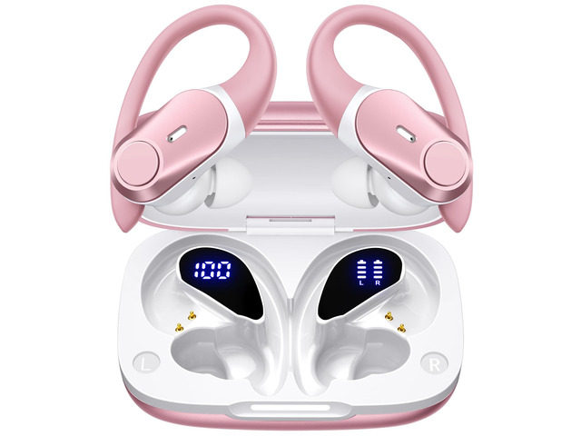 Active Noise Cancelling Ear Buds Wireless Bluetooth Headphones 80H Playtime Display Charging Case 50dB ANC Over Ear Hooks Earbuds with Hi-Res Sound...