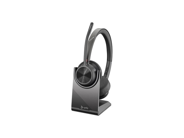 Poly - Voyager 4320 UC Wireless Headset + Charge Stand (Plantronics) - Headphones with Boom Mic - Connect to PC/Mac via USB-A Bluetooth Adapter,...