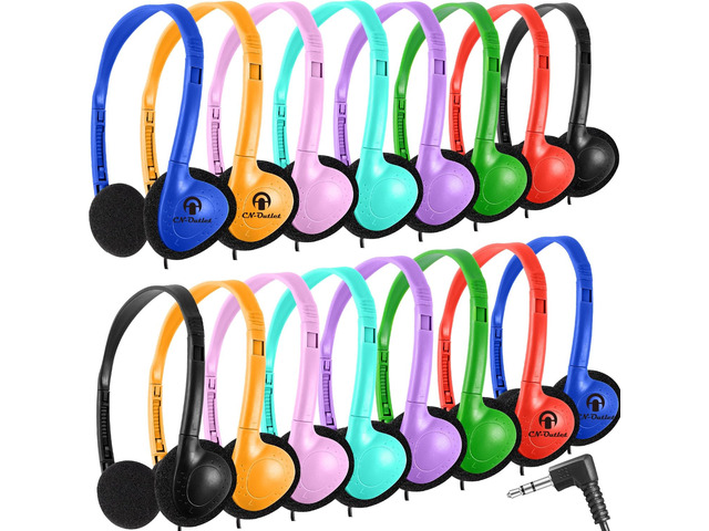 100 Pack Classroom Headphones Bulk for Kids School Class Set Headsets for Students Teens Toddler Children and Adults, Wholesale Wired...