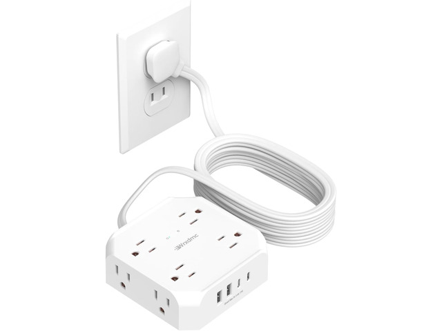 2 Prong Power Strip, 2 Prong to 3 Prong Outlet Adapter 1400J Two Prong Surge Protector, 15ft Extension Cord, 8 AC with 2 USB C and 2 USB A Port,...