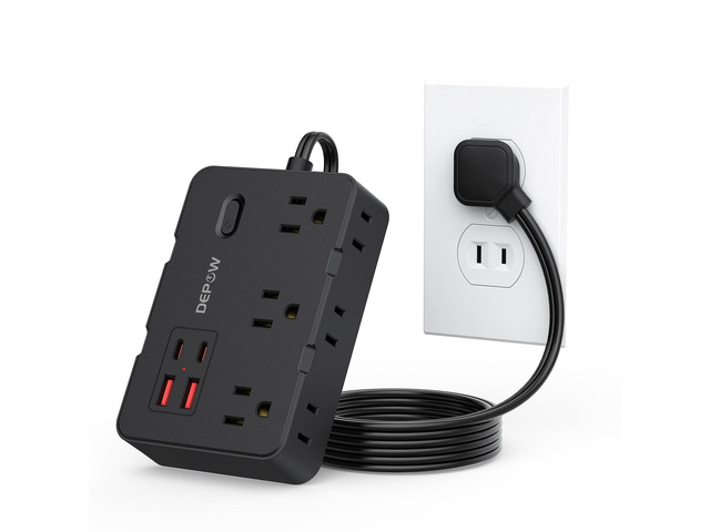 2 Prong to 3 Prong Power Strip, 6 Outlets 4 USB, 5 Ft Extension Cord Perfect for Old Houses with Non-grounded Outlets,1050J Two Prong Surge...