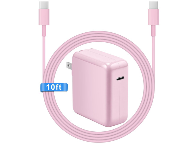 Mac Book Pro Air Charger with 10FT Extra Long Type C Charging Cable, Pink 118W 96W 87W 61W USB Type C(USB-C) Fast Power Adapter, Compatible with...