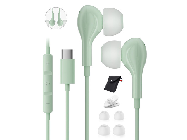 Wired Headphones USB C for for Samsung S26 S25 Ultra A17 A16 S24 S23 A16 in Ear USB-C Headphones Wired with Microphone Volume Control Type C...