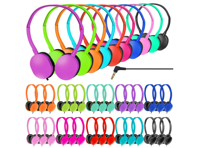 Headphones Bulk 100 Pack for School Classroom Student Computer Earphones Class Set of Headphones for Students Online Lesson and Testing 3.5mm Jack...