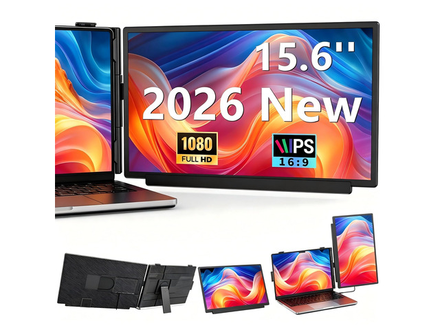 Laptop Screen Extender 15.6 Inch, FHD 1080P IPS Portable Travel Dual Monitor, Slim 0.27'', Plug ang Play Detachable Extended Monitor for 13-17.3''...