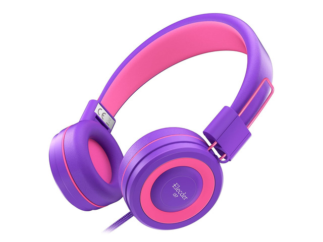 i37 Kids Headphones for School Children Girls Boys Teens, Purple Foldable Adjustable Lightweight, 3.5mm Audio Jack On Ear Headphones for...
