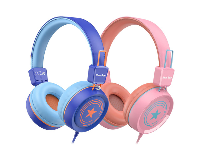 2 Pack Kids Headphones with Microphone, 85dB/94dB Safe Volume Limited Childrens Headset, Foldable Wired Toddler Headphones Over Ear for School...