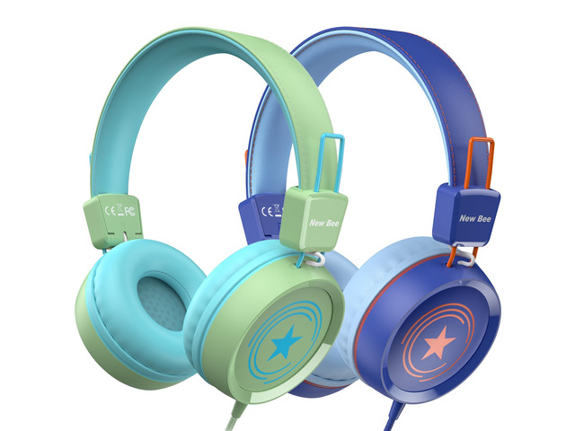 2 Pack Kids Headphones with Microphone, Safe Volume Limited Foldable Wired Toddler Headphones Over Ear for School Travel Mac/Android/Kindle/Tablet/Pad