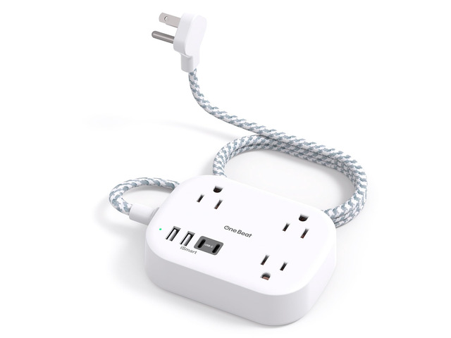 Cruise Essentials 2026, Travel Power Strip with USB C,Flat Plug 1ft Extension Cord with 3 Outlets 4 USB Ports(2 USB C), Desk Wall Outlet...