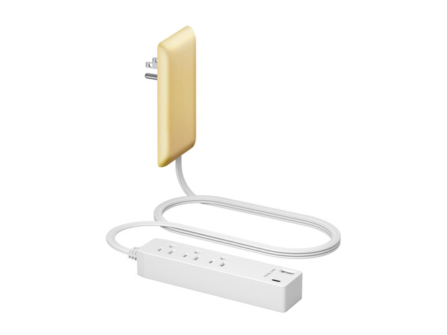Outlet Extender with 3 Receptacles, 12W USB-A & USB-C, Flat-Face ETL Listed, 3ft Cord, 1625W, Matte Gold, 3-Outlet Power Strip, Wall Plate Plug...