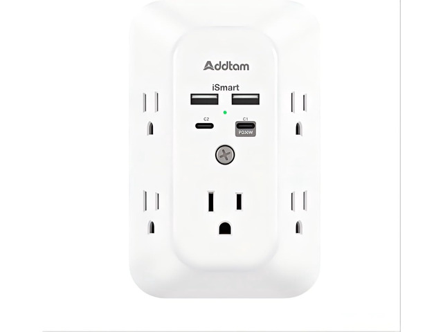 5-Outlet Extender Surge Protector, Multi Plug Wall Outlet with 4 USB Wall Charger(PD 30W), Outlet Splitter Power Strip for Home Office Dorm Room...