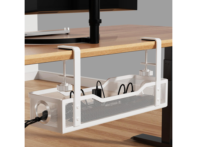 Under Desk Cable Management Large, 16' Cable Management Box for Table Thickness up to 3', Wire Cord Organizer with Clamp No Drill, No Damage to...