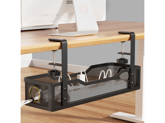 Under Desk Cable Management Large, 16' Cable Management Box for Table Thickness up to 3', Wire Cord Organizer with Clamp No Drill, No Damage to...