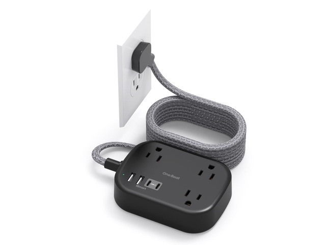 Cruise Essentials 2026, Travel Power Strip with USB C,Flat Plug, Black 10ft Extension Cord with 3 Outlets 4 USB Ports(2USB C),Desk Wall Outlet...