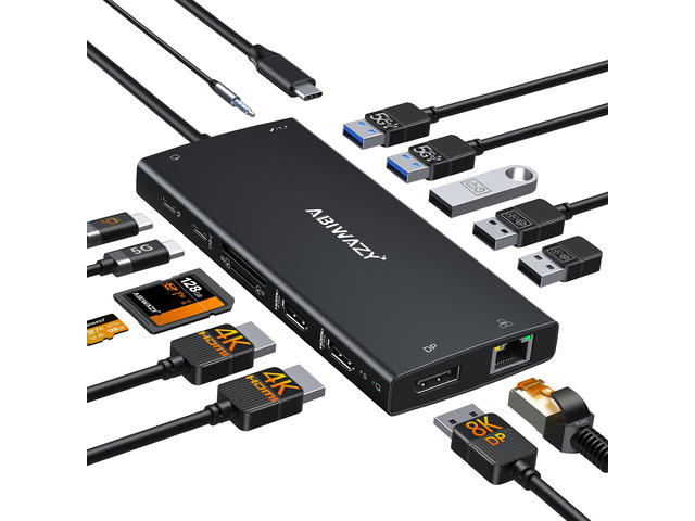 Docking Station Dual Monitor, 15 in 1 USB C Docking Station 3 Monitors