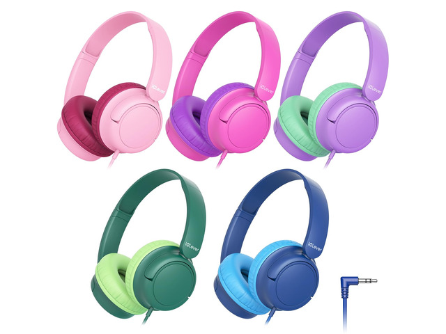 Kids Headphones 5 Pack for Students K-12 & Teachers Classroom/Study SafeSound Tech3.0, Durable PP Material, Multiple Folding Options, Soft...