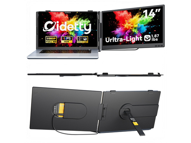 Laptop Screen Extender Monitor Portable, 14' Ultra-Thin Dual Laptop Monitor FHD 1080P IPS, USB-C/HDMI Plug & Play Travel Monitor for 13-17'...