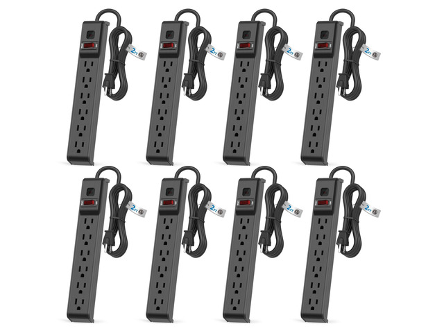 6 Outlet Power Strip Surge Protector, 2 FT Extension Cord with Overload Protection, Wall Mountable for Home and Office, 600J, 15A/1875W, ETL...