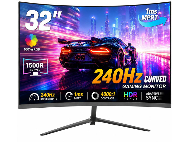 32 Inch Curved Gaming Monitor 240Hz Curved Monitor Computer Monitor-HDMI DP USB Headphone Ports,1080p 1K FHD Ultra Slim Curved Screen with Wide...