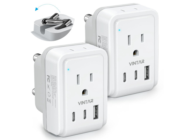 Type M Adapter for South Africa, 2 Pack Foldable Africa Travel Plug 5 in 1 with 2 Outlets 3 USB, Dual USB C Fast Charge, Africa Travel Essentials...