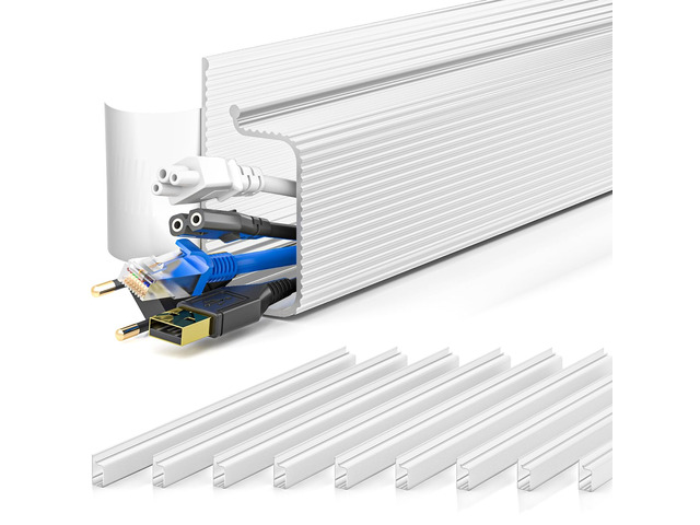 157in Cable Management Cord Organizer, Cable Raceway, White Easy Install Self-Adhesive Cable Organizer,Cord Management, Desk Wire Holder for Office...