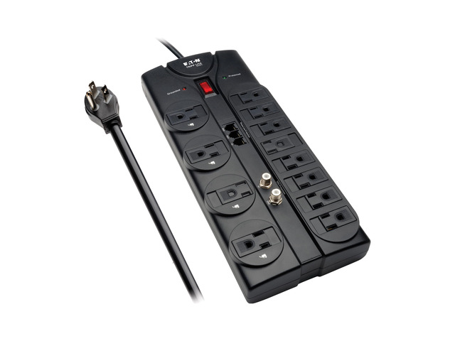 Eaton TLP1208TELTV Flat Plug Surge Protector TV & Phone Ports