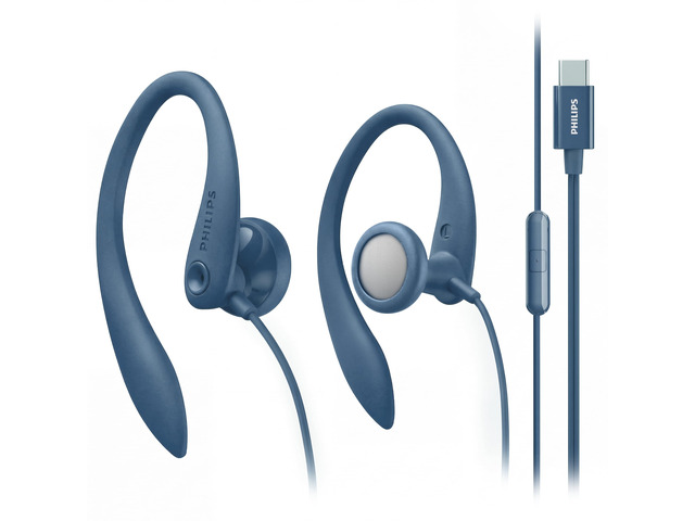 USB-C Wired Earbuds with Microphone, Secure Fit Over-Ear Sport Earhooks, Deep Bass 15mm Drivers, in-Line Controls, Plug-and-Play USB-C Earphones,...