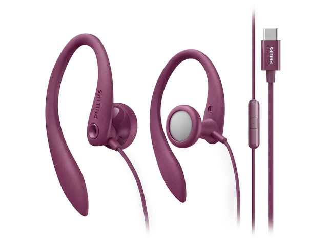 USB-C Wired Earbuds with Microphone & in-Line Control, Over Ear Earhook, Compatible with iPhone 15 & 16, Samsung, Android Type-C Phones, Secure Fit...