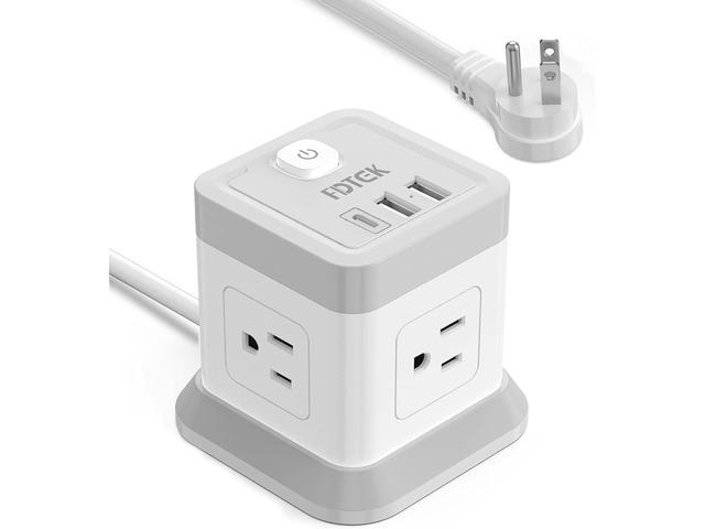 Cube Power Strip USB C, 4 Outlets 3 USB 10 FT Extension Cord White Long Extension Cord Cube Design Saves Space Overload Protection for Home Office...