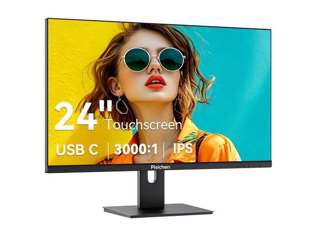 Touchscreen Monitor 24' FHD 1920x1080P IPS Display 10-Point Touch Screen Computer Monitor USB Type-C HDMI & VGA Ports, VESA Mount, Black