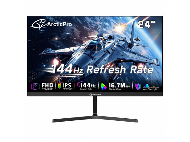 24 Inch Gmaing Monitor 144Hz, FHD 1080p Monitor, IPS, 1ms MRTP 99% sRGB, 3-Sided Frameless, Ultra Slim, VESA Mountable, Anti-Blue Light PC Monitor,...