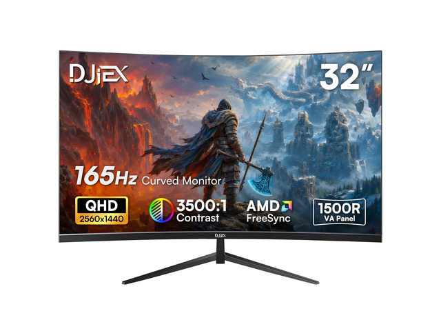 32 Inch 2K QHD Curved Gaming Monitor 165Hz, VA Panel, 1500R 3500:1 Contrast Ratio, 98%sRGB, HDR10, 16.7M, Frameless Design for PC and Console,...