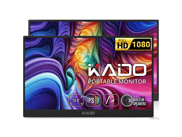 2-Pack Portable Monitor 15.6-inch FHD 1080p Ultra-Slim Laptop Monitor IPS 1920x1080 Display Reverse Charging Kickstand for PC, Mac, Phone, Tablet,...