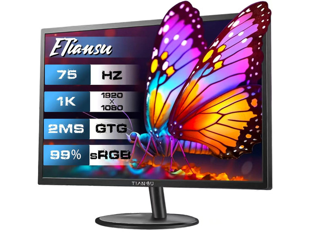 22 Inch Computer Monitor FHD 1080p IPS 75Hz FreeSync HDMI Gaming 75Hz FHD IPS LED Gaming Monitor, 2ms Response, AMD FreeSync, HDMI VGA VESA, sRGB...