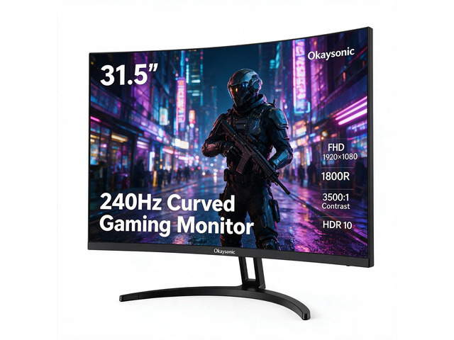 32' Curved Gaming Monitor 240Hz VA FHD 1080P Gaming PC Monitor HDMI DP1.4, 1Ms MPRT, HDR,Metal Stand,VESA Compatible(DP Cable Incl.)