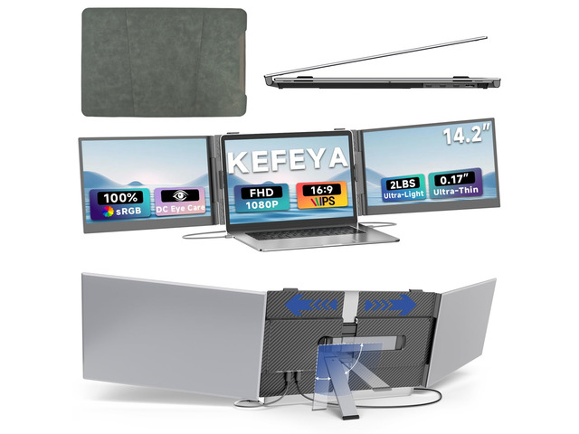 Laptop Screen Extender 14.2', 2.2 LB Lightest 0.16' Ultra-Thin, 1080P FHD Portable Monitor for Laptop 13-17.3', Eyes Care HDR Monitor, USB-C HDMI...