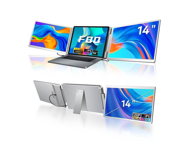 14' Laptop Screen Extender, FHD IPS Triple Screen Monitor Extender FHD 1200P IPS Dual Screen for Laptops 12-16.5', USB-C/HDMI, Plug & Play, Extra...