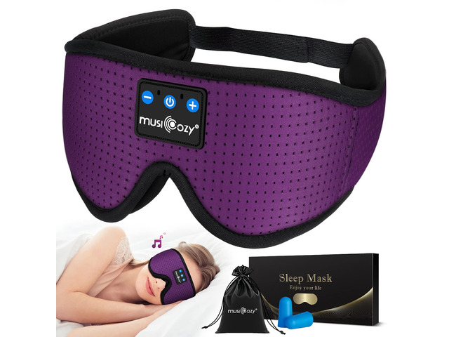 3D Sleep Headphones Bluetooth 5.4 Breathable Sleep Eye Mask Cooling Fabric Lining with Blackout Design for Side Sleeper, HD Stereo Sound, 14 Hours...