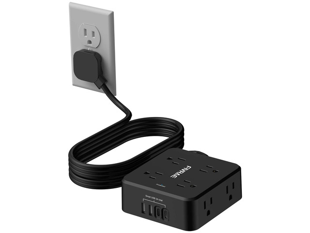 10Ft Extension Cord with Multiple Outlets, 8 Outlets and 4 USB Ports 10 Feet Flat Plug Long Cord Surge Protector Power Strip for Home Office,...