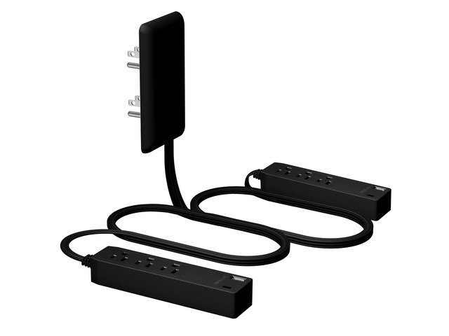 Outlet Extender with 3 Receptacles, 2 Power Strip, USB-A & USB-C ETL Listed, 3ft Cord, 1625W, Matte Black, 3-Outlet Power Strip, Wall Plate Plug...