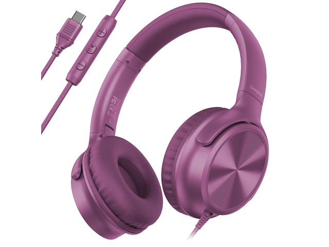 USB C Headphones Wired, Over Ear USB C Wired Headphones with Microphone, Volume Control, HD Stereo Sound, Foldable USB Type C Headphone for...