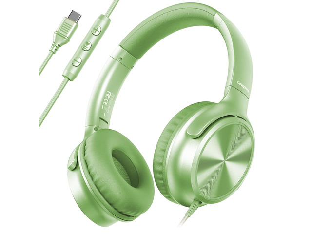 USB C Headphones Wired, Over Ear USB C Wired Headphones with Microphone, Volume Control, HD Stereo Sound, Foldable USB Type C Headphone for...